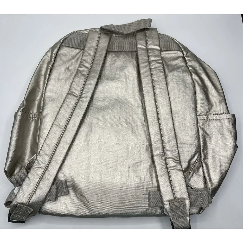 Kipling Bouree‎ Backpack School Bag Nylon Silver Beige Metallic BP4194 $114